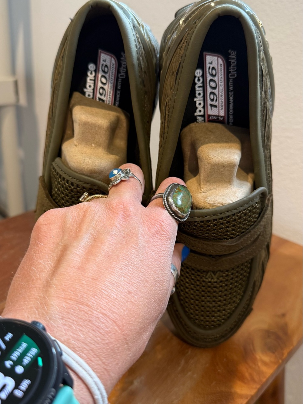 New Balance Olive Green Loafer Sneakers - Picture 4 of 6